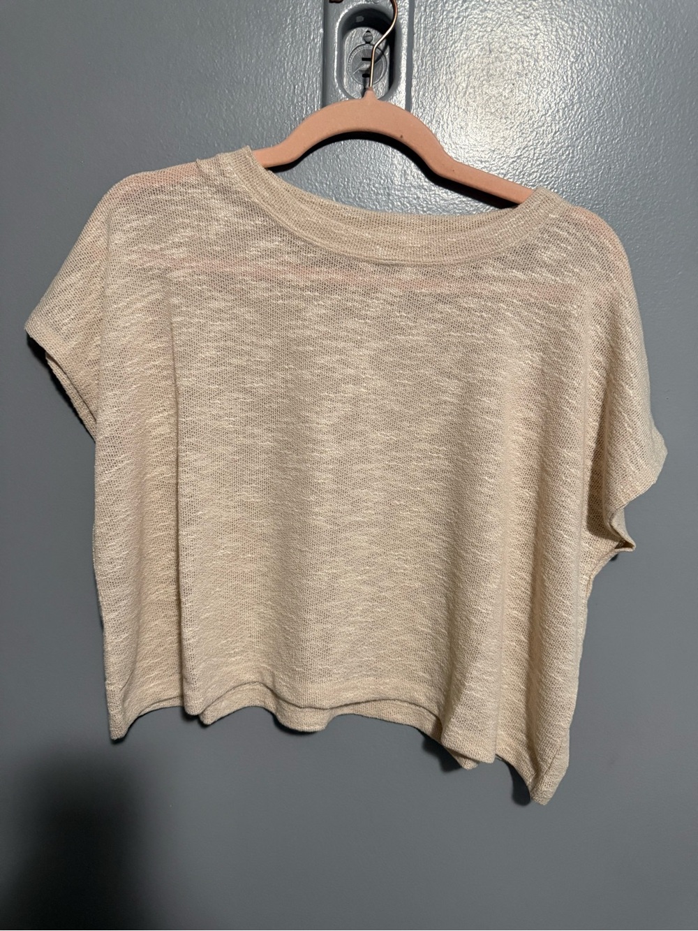 Zenana Brushed Slub Knit Crop Top in Sand Beige - Picture 2 of 3
